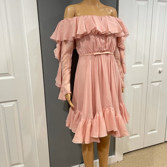 Giambattista Valli Frilled Silk Off-the-Shoulder Dress - Picture 7 of 16